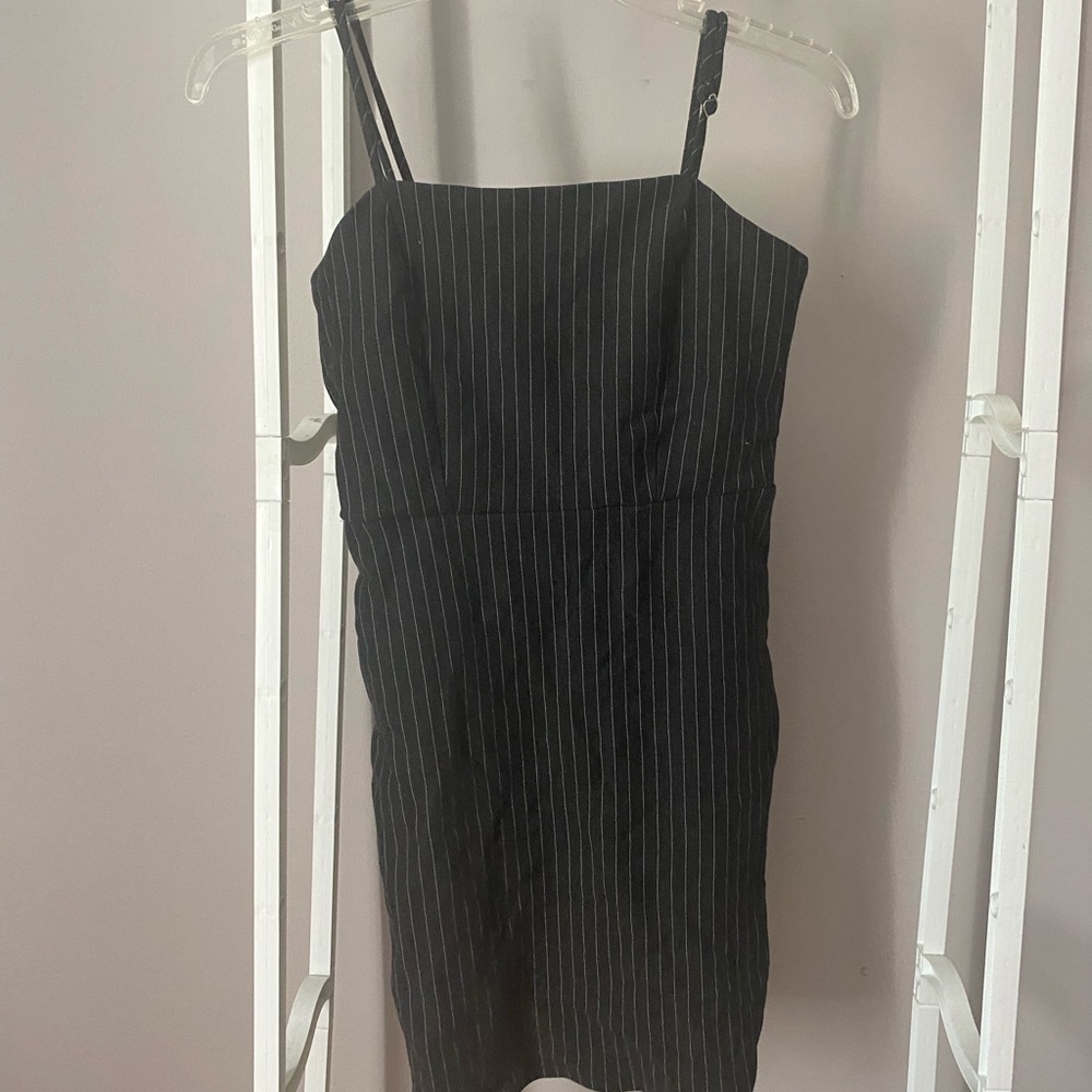 Pinstriped bodycon mini dress